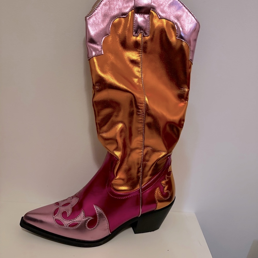 Stylish Pink and Orange Heeled Boots Hendrix Multi Azalea Wang